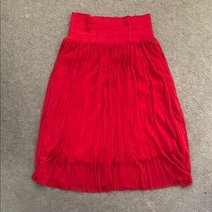 HD in Paris Red A-Line Pleated Midi Skirt